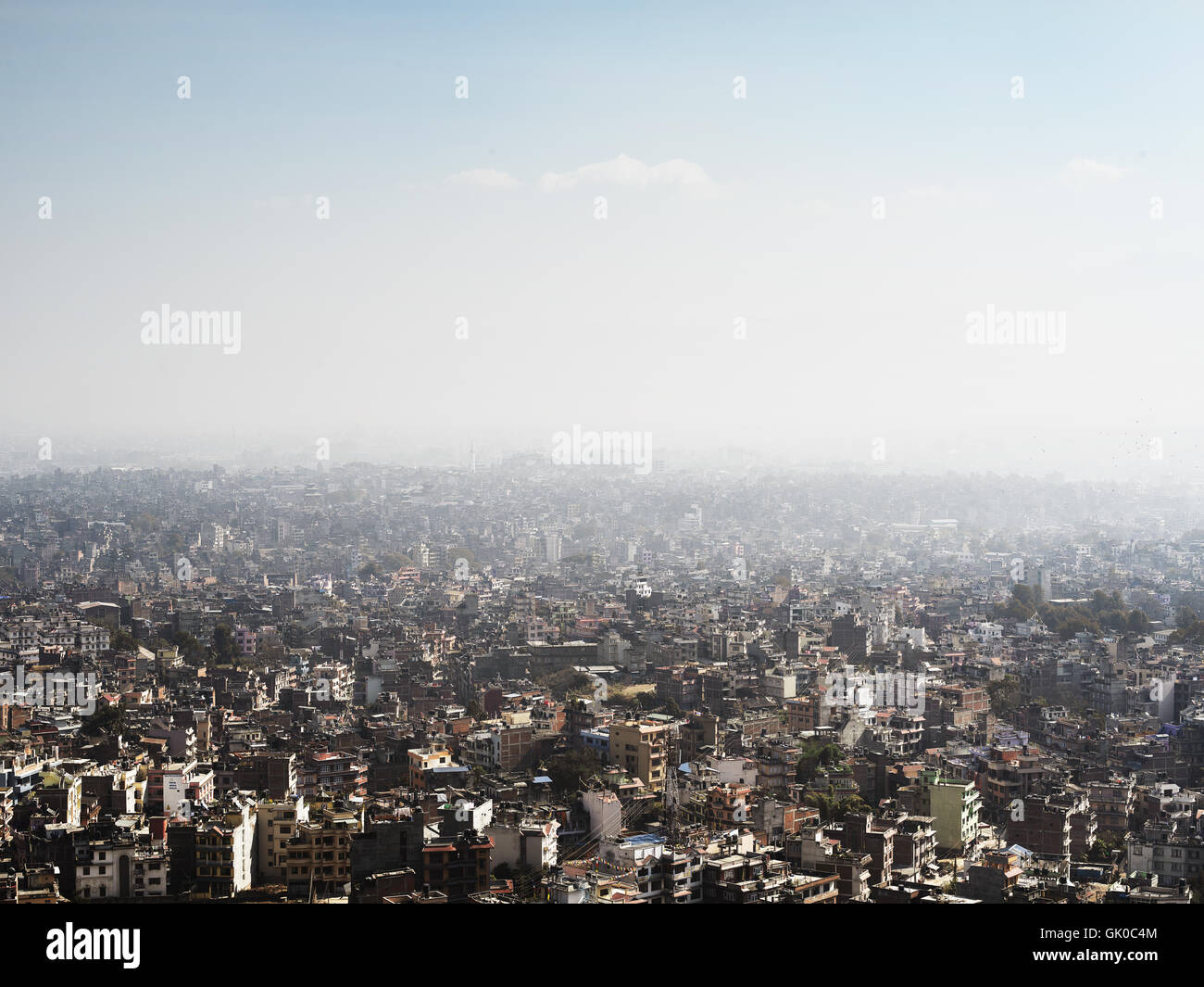 Looking over the urban cityscape of Kathmandu, Nepal Stock Photo