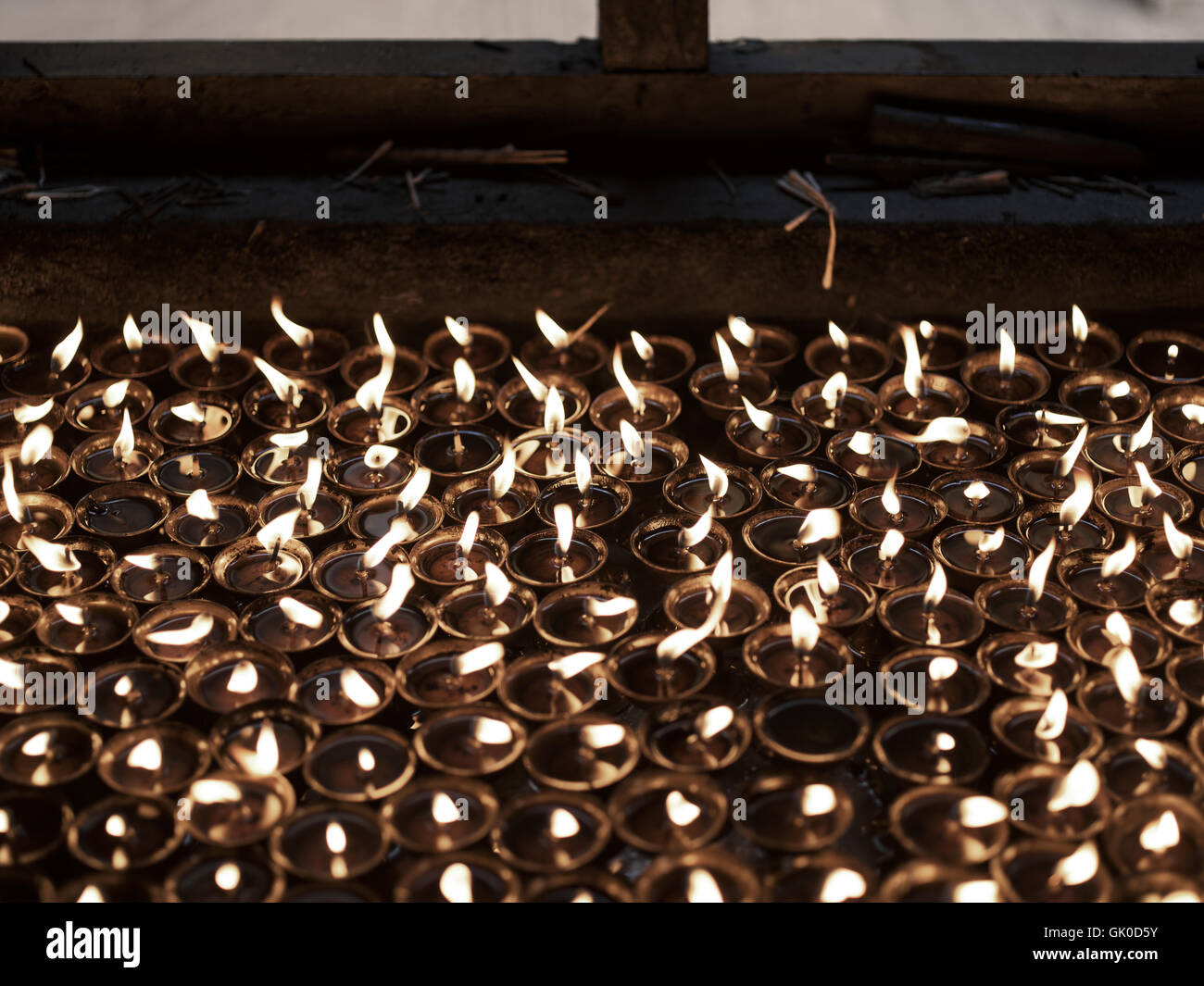 Candles at the Boudhanath Stupa Stock Photo
