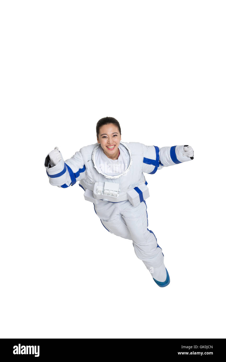 Studio shot female astronaut Stock Photo