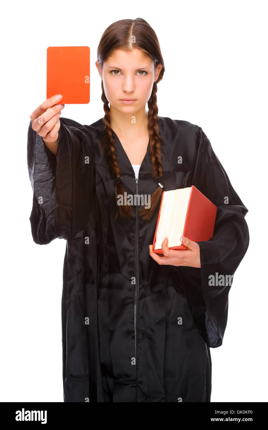 lawyer with red card Stock Photo