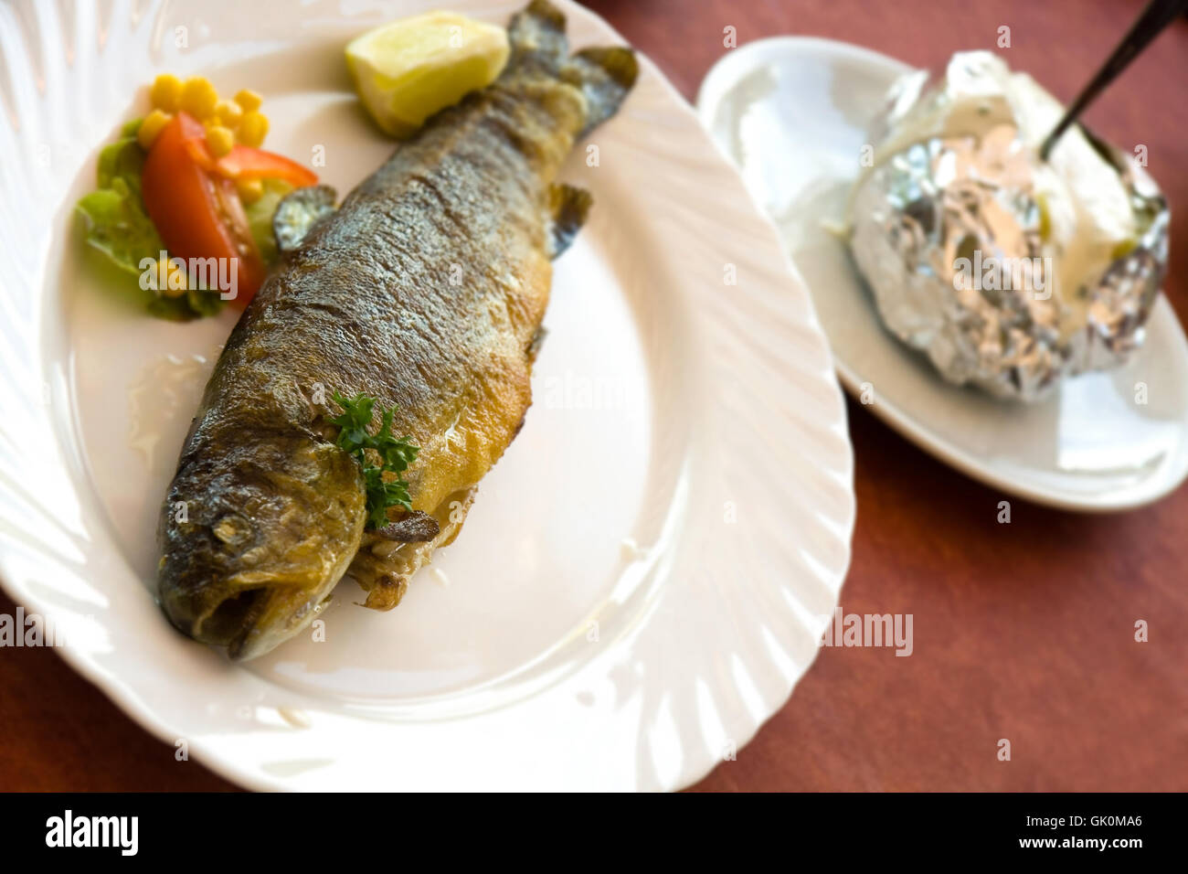 fish trout corn Stock Photo Alamy