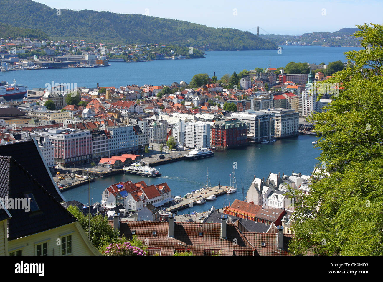 aerial perspective city town Stock Photo