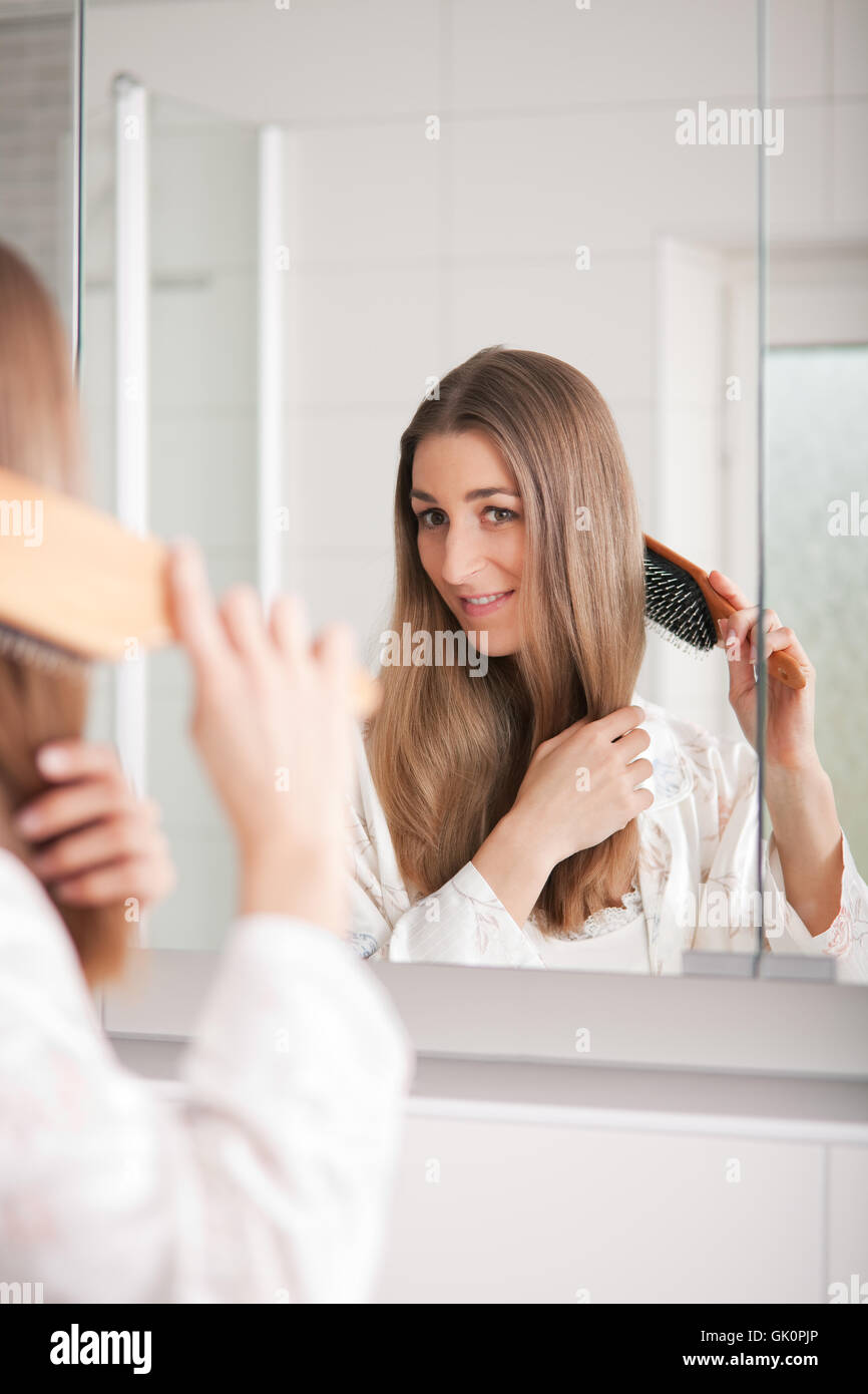 Blond woman long hairs hi-res stock photography and images - Alamy
