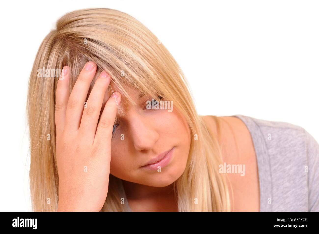 young woman is exhausted Stock Photo