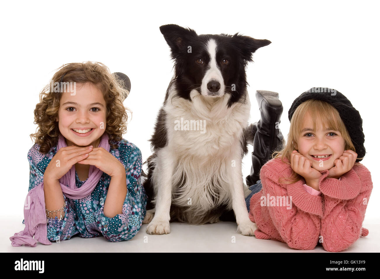 portrait dog child Stock Photo
