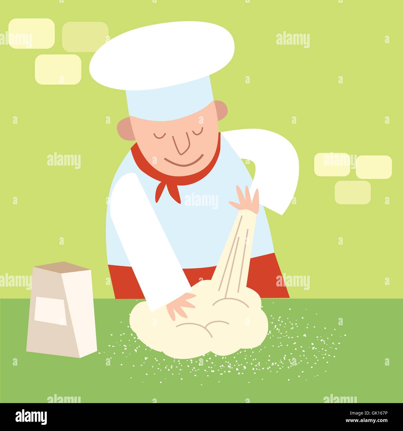 Chef Restaurant Kitchen Kneads Dough Cook Stock Vector Image Art Alamy