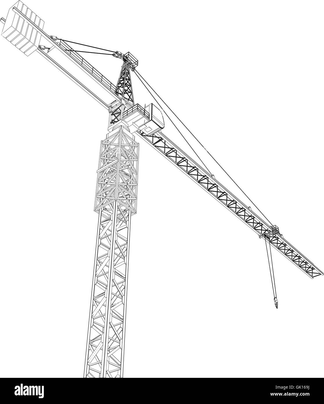 Tower construction crane. Vector rendering of 3d Stock Vector