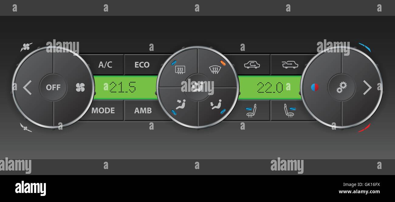 Detailed digital air condition control panel Stock Vector