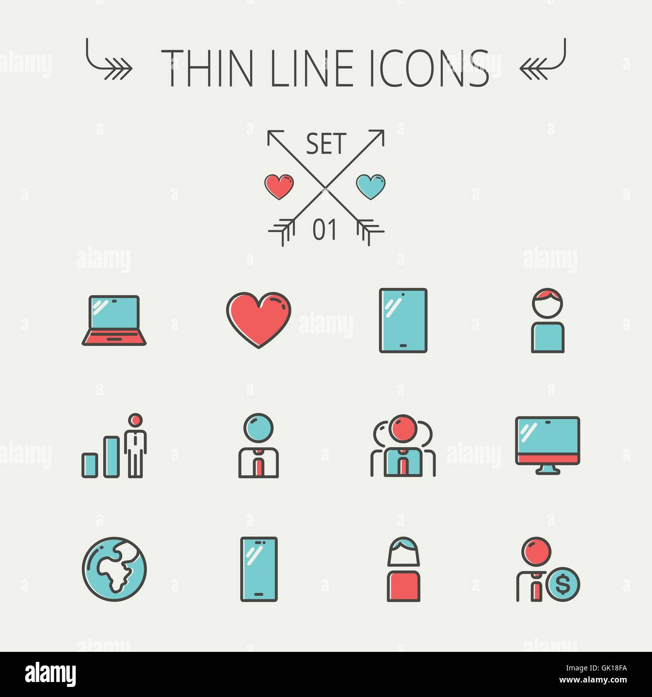 Technology thin line icon set Stock Vector