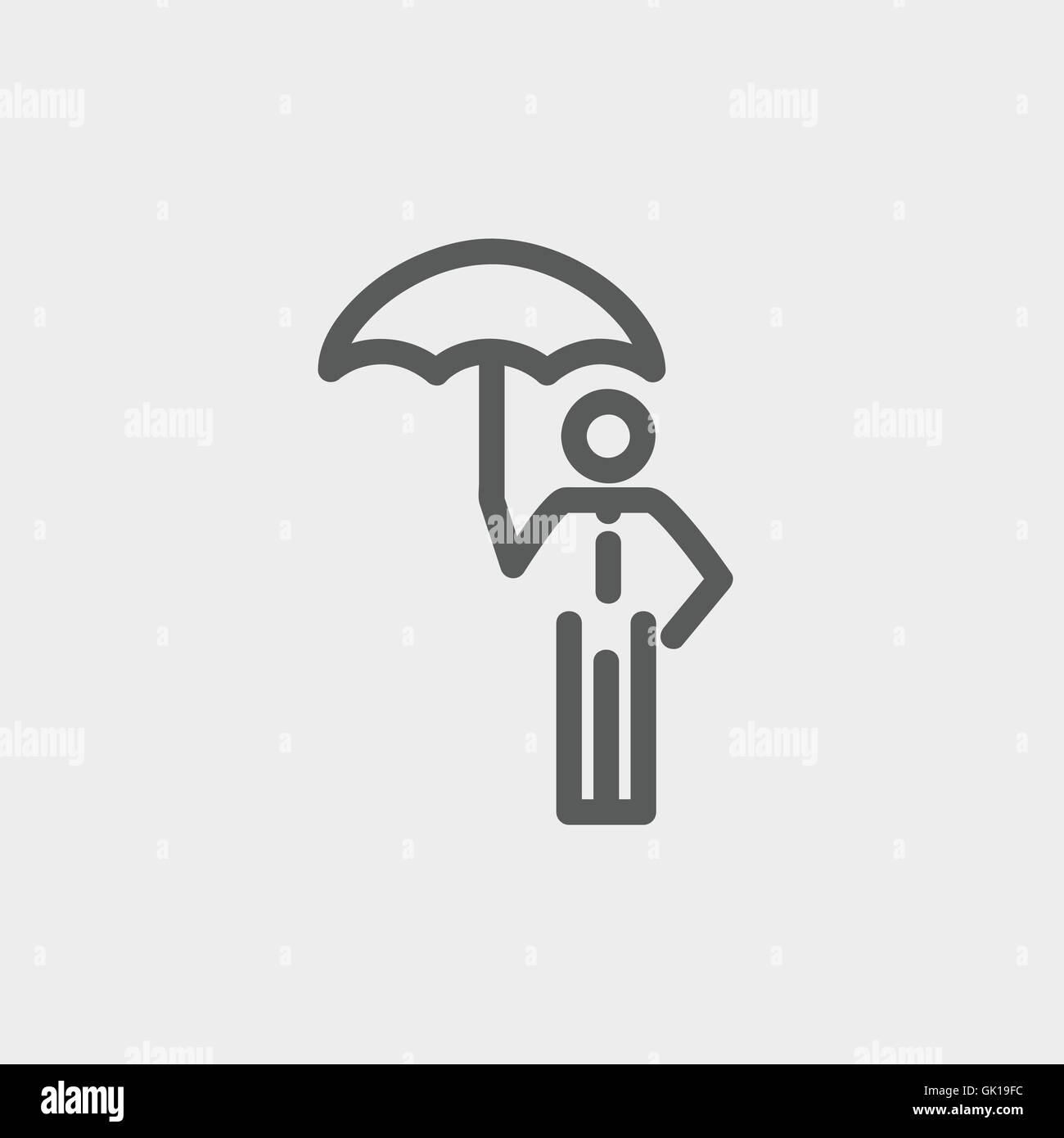 Man With Umbrella thin line icon Stock Vector