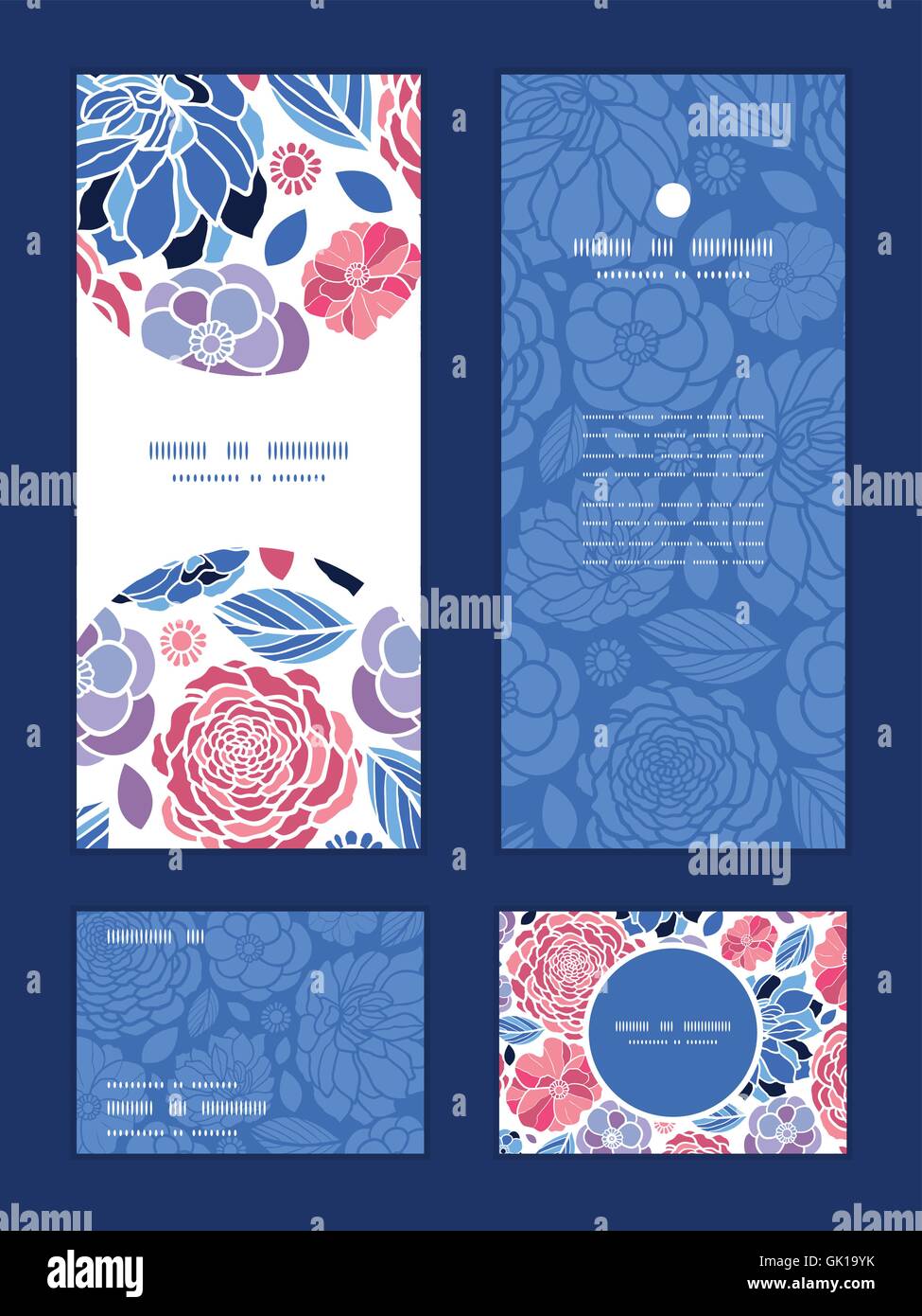 Vector mosaic flowers vertical frame pattern invitation greeting Stock ...