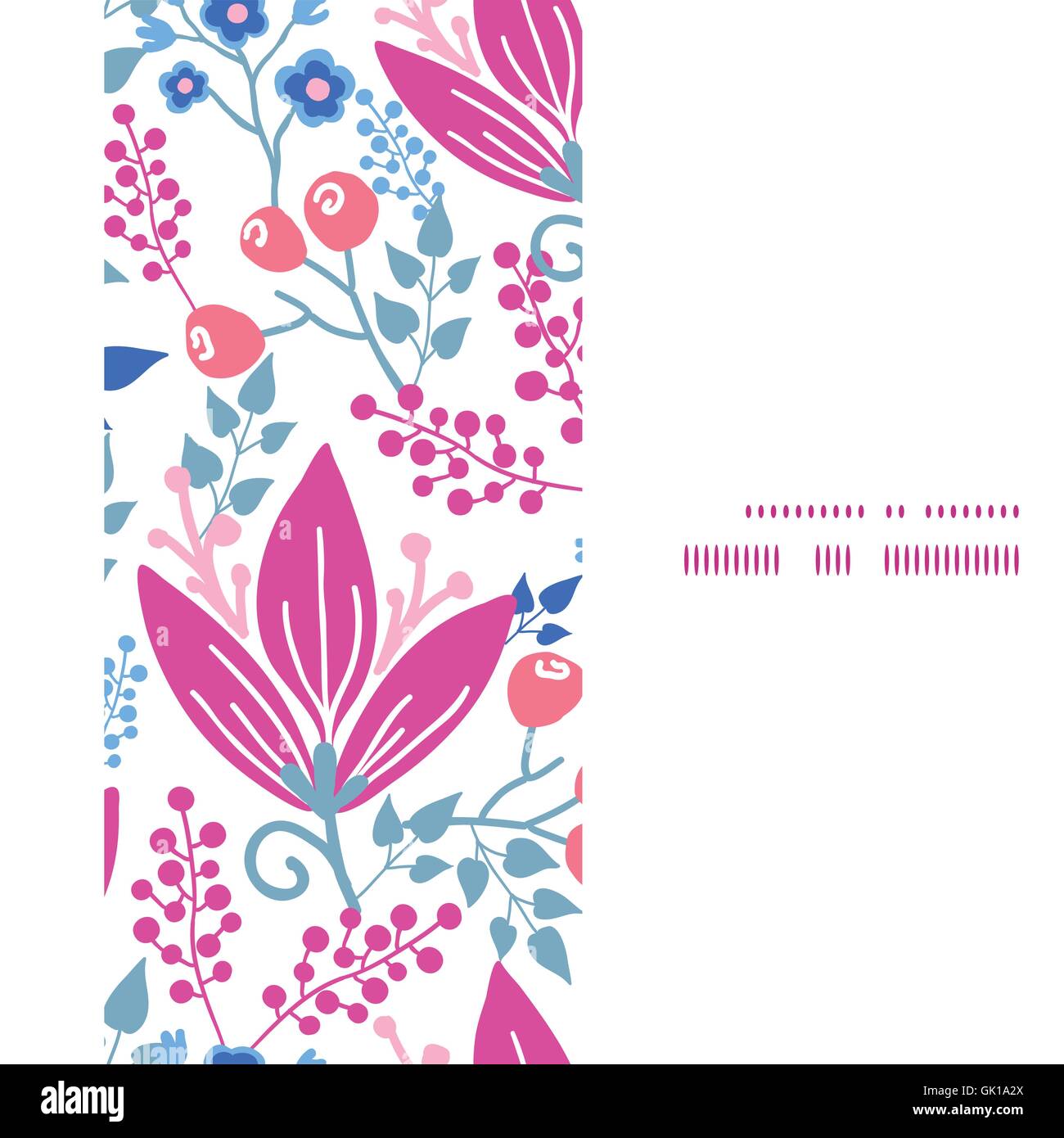 Vector Pink Flowers Vertical Frame Seamless Pattern Background Stock ...