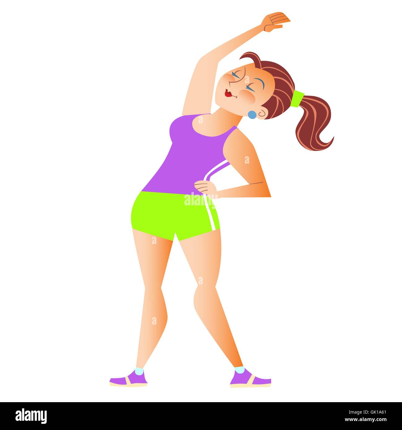 Fat girl doing gymnastics sports physiotherapy Stock Vector
