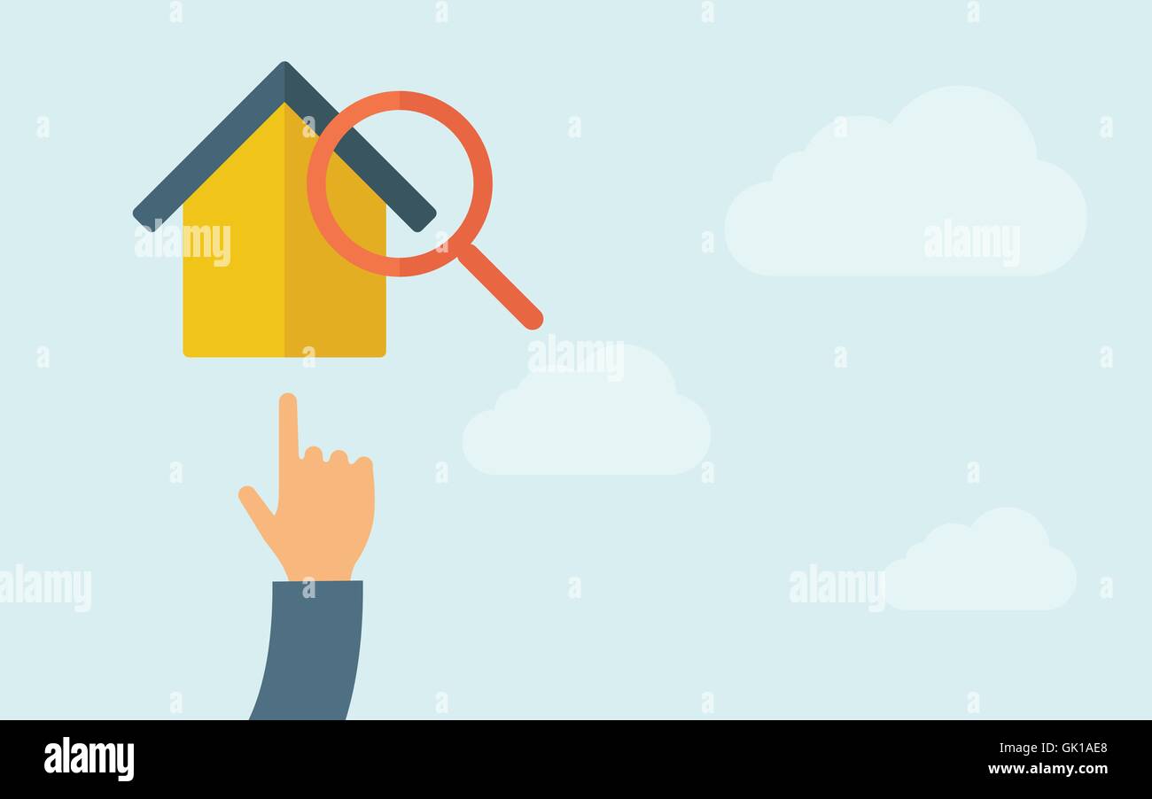 Hand pointing to house with magnifying glass Stock Vector Image & Art ...