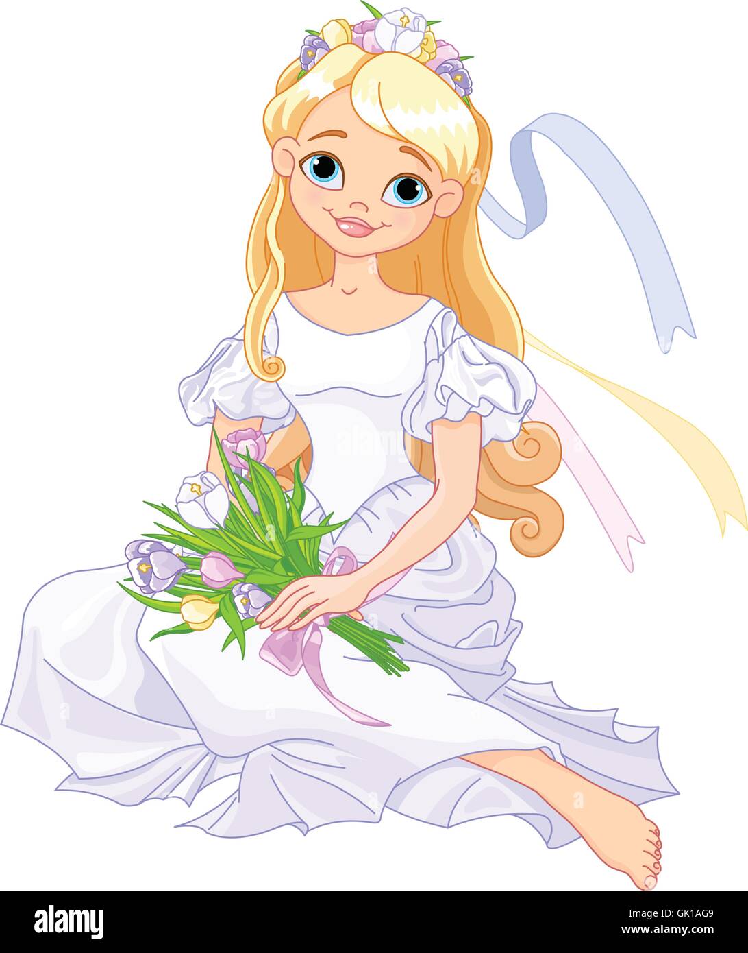 Девочка мультяшная в белом платье