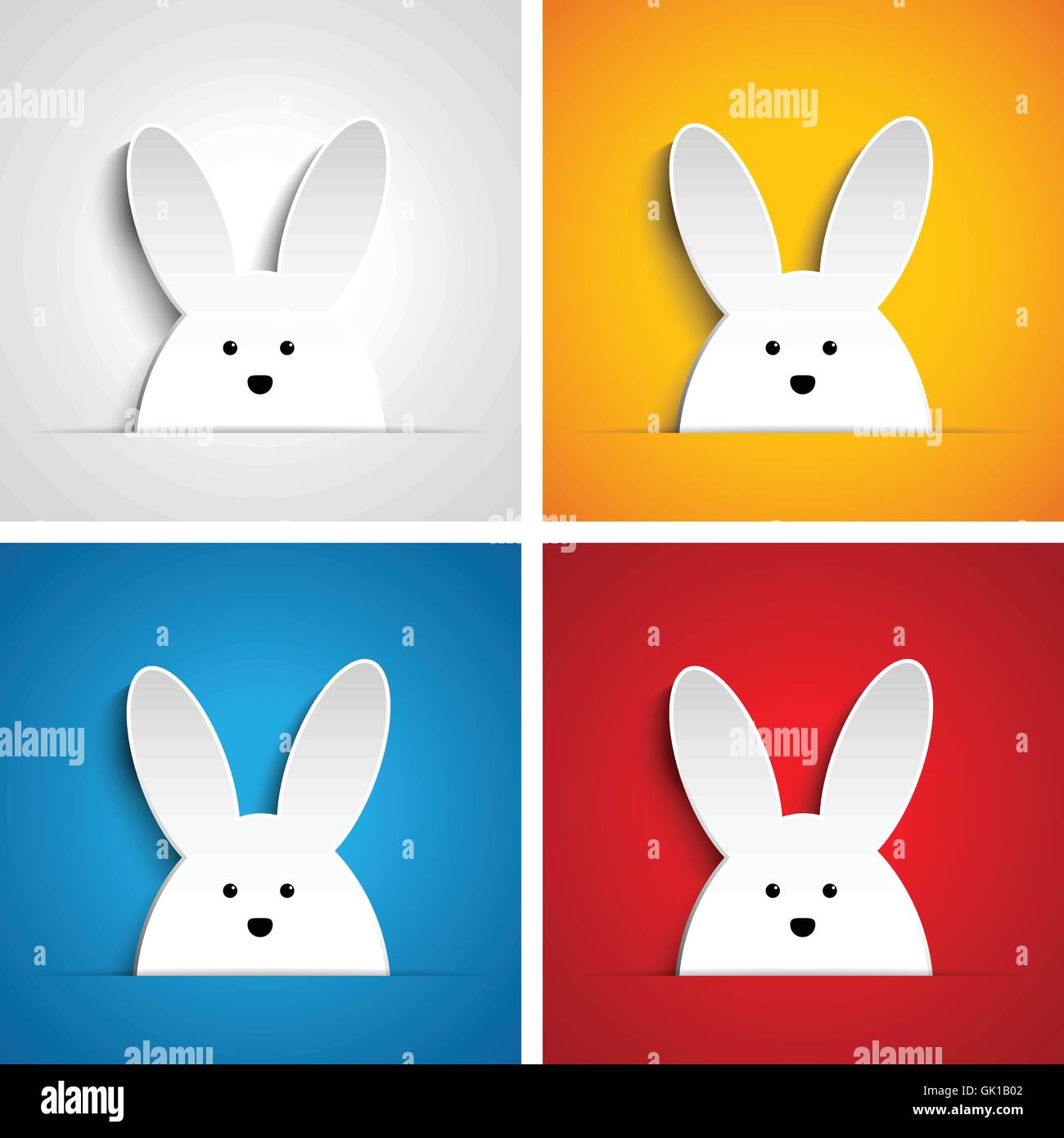 Happy Easter Rabbit Bunny Set Cartoon Stock Vector
