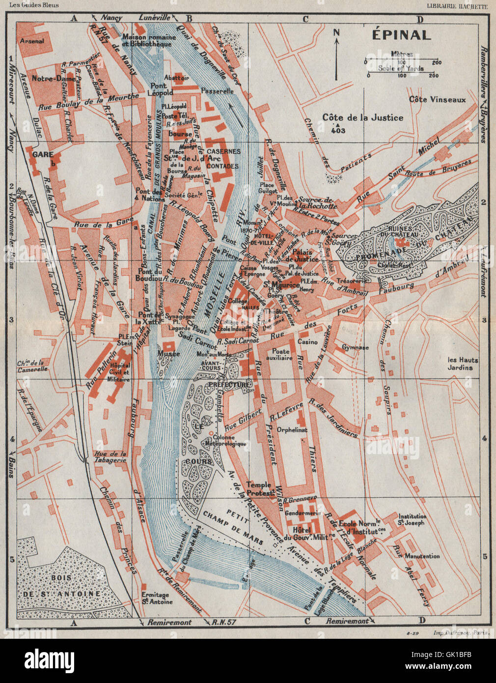 ÉPINAL EPINAL. Vintage town city ville map plan carte. Vosges, 1930 Stock  Photo - Alamy