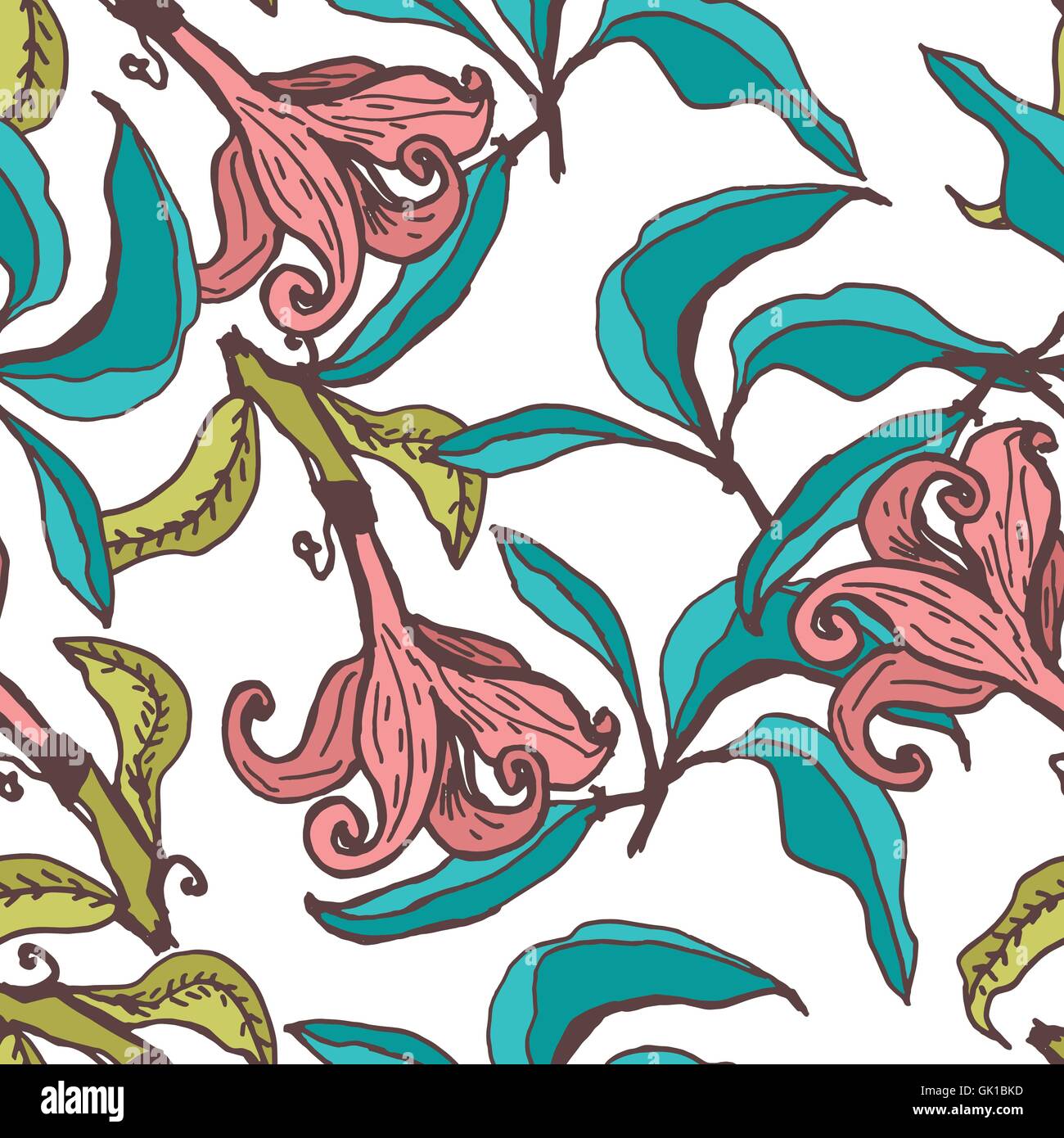 Vector seamless floral pattern with lily flowers Stock Vector Image ...