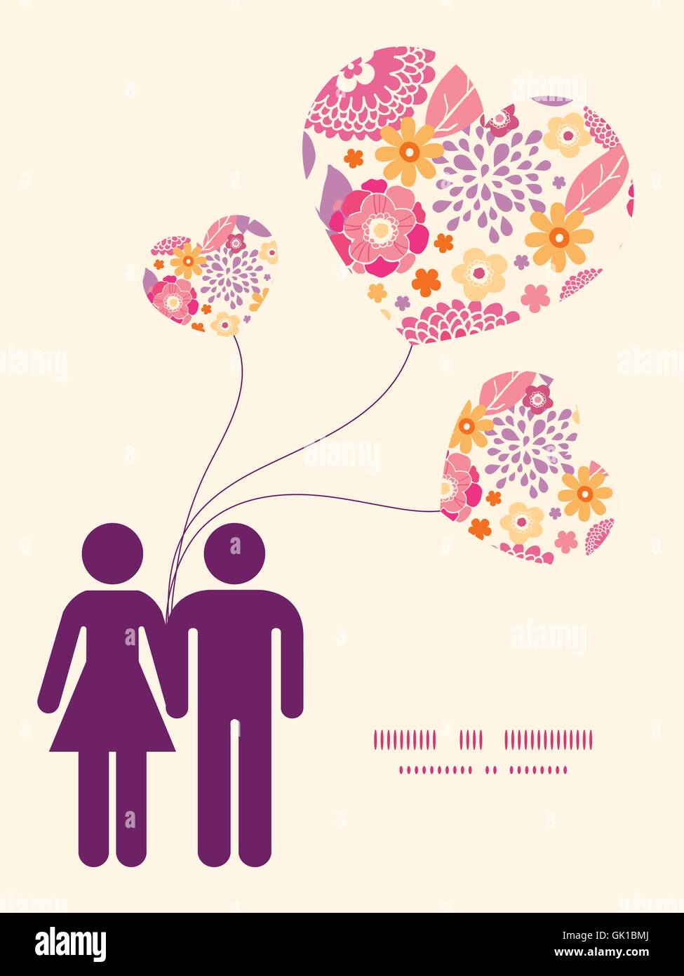 Vector warm summer plants couple in love silhouettes frame patte Stock ...