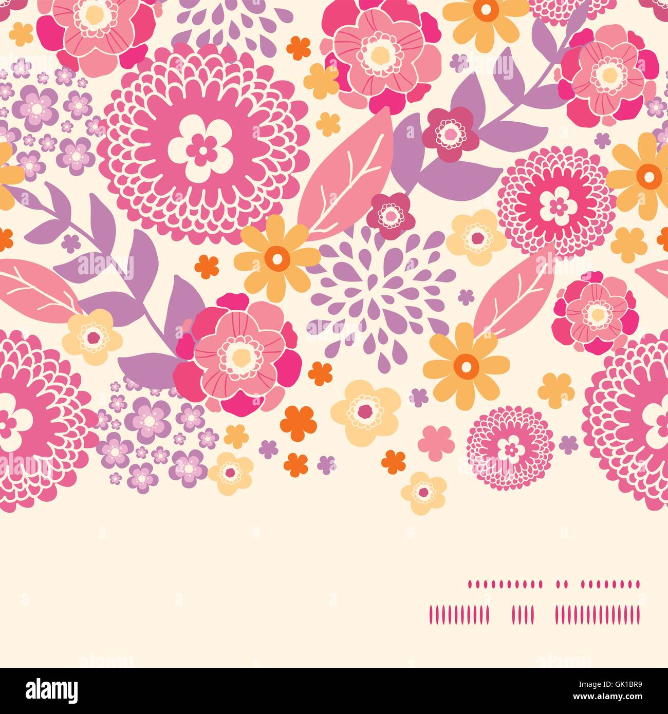 Vector warm summer plants horizontal frame seamless pattern back Stock ...