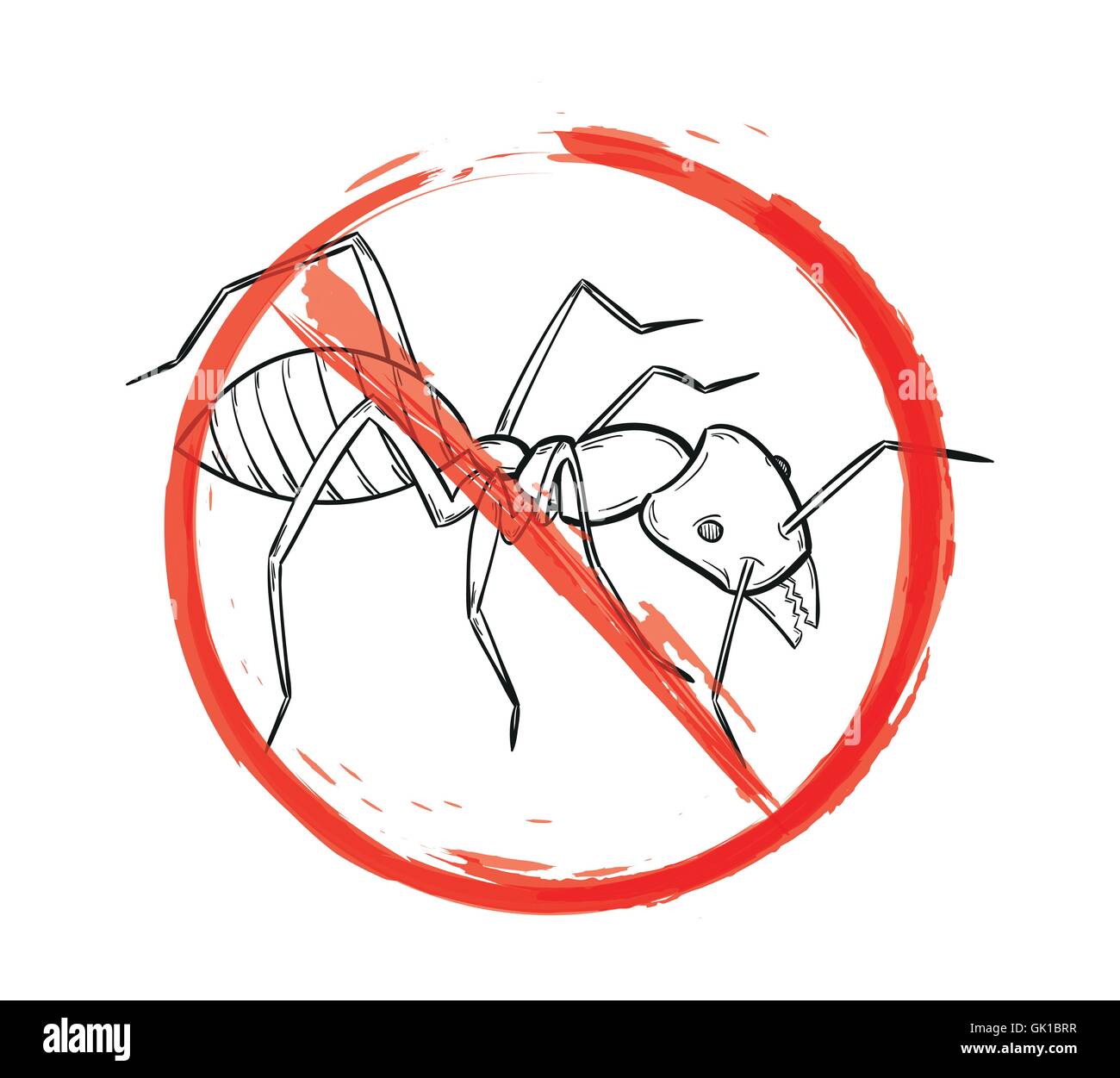 danger sign with sketch of the ant Stock Vector