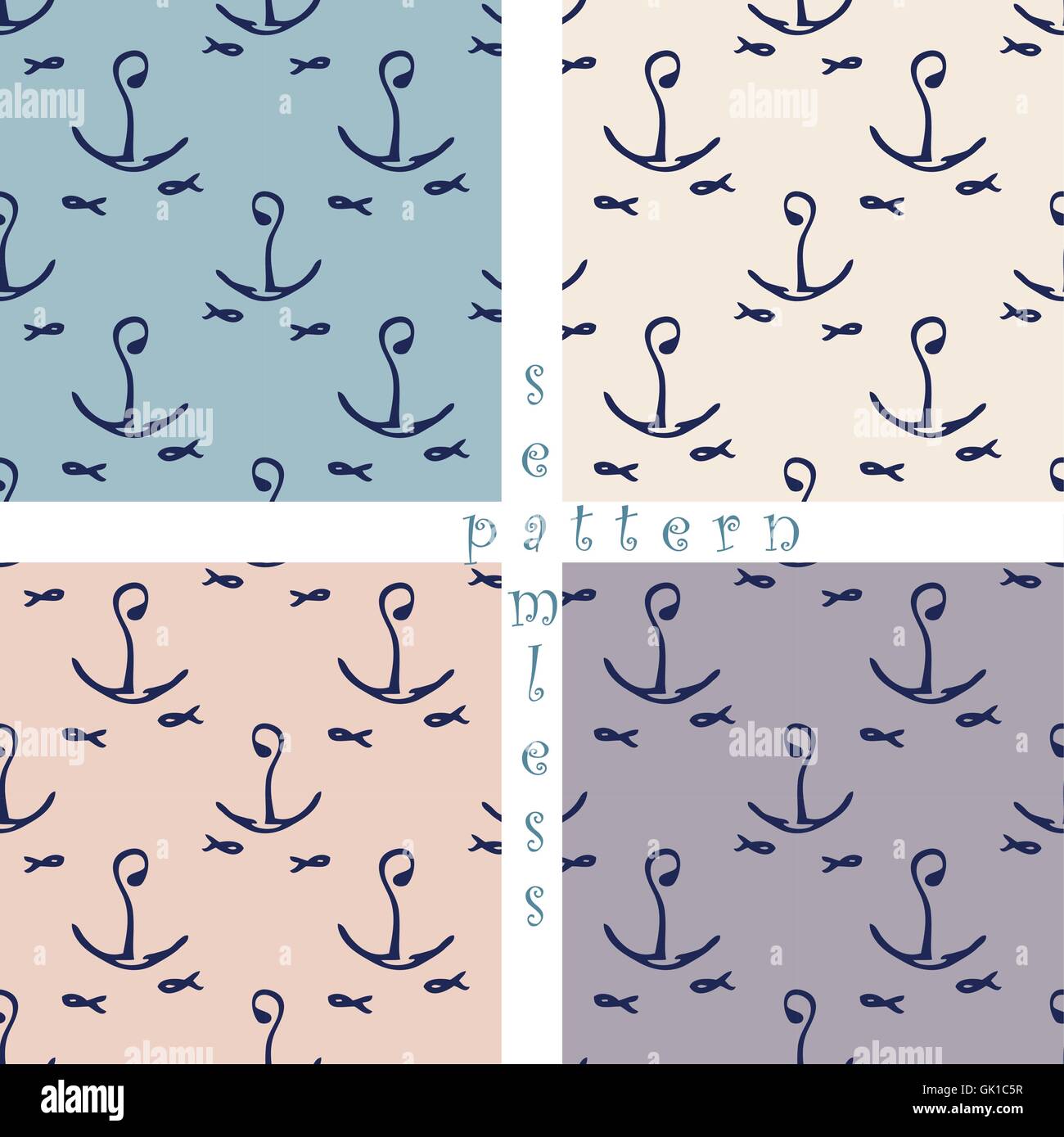 set of seamless sea pattern Stock Vector Image & Art - Alamy