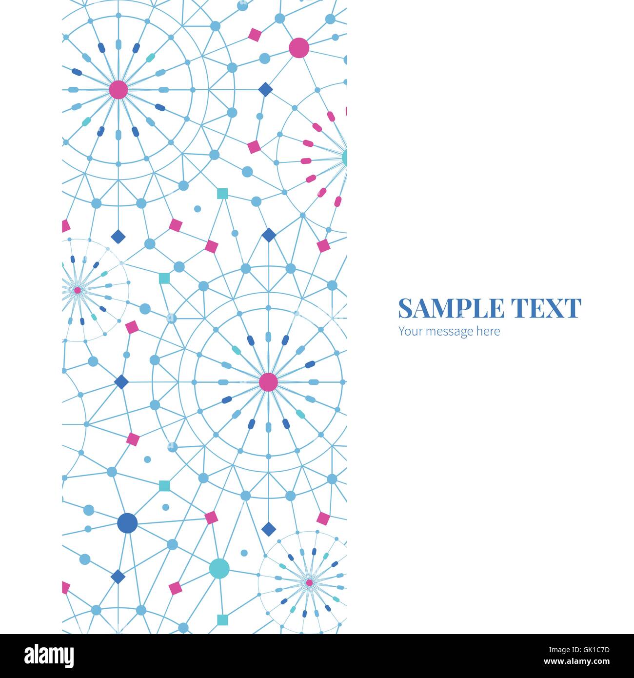Vector Blue Abstract Line Art Circles Vertical Frame Seamless Pattern ...
