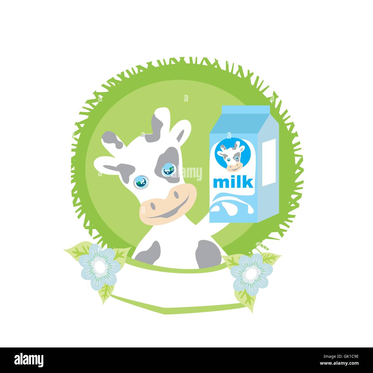 sweet cow with milk Stock Vector