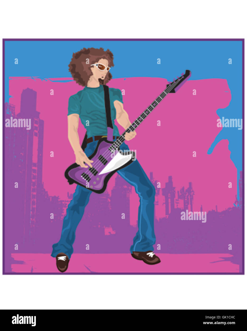 Guitar Hero Afro Stock Vector Art Illustration Vector Image