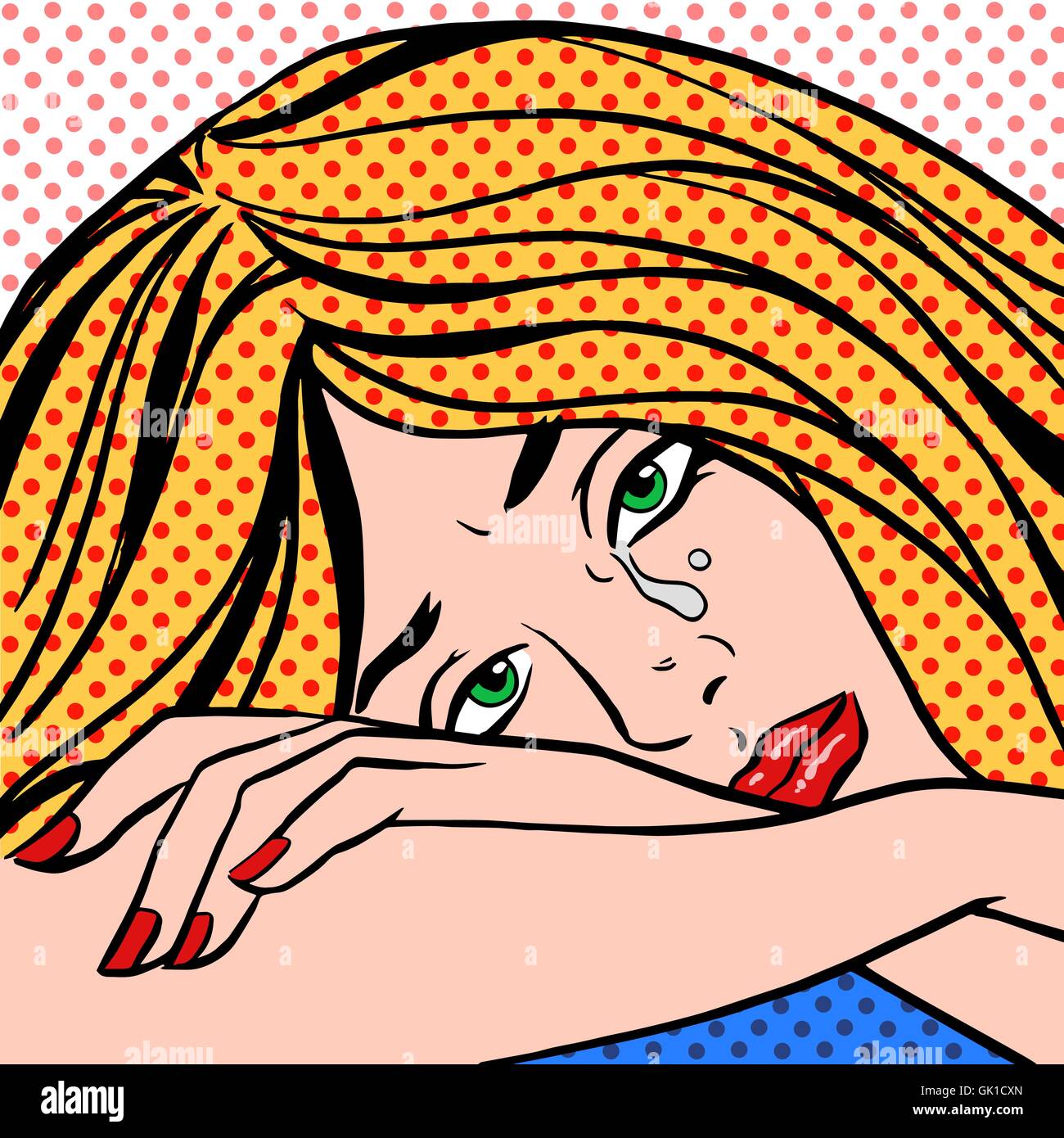 girl crying Pop art vintage comic Stock Vector