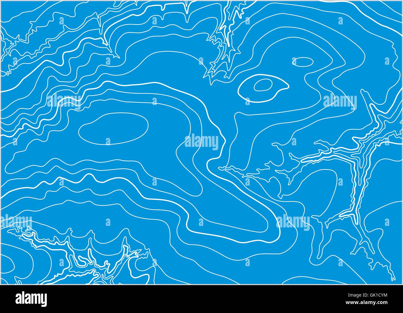 Abstract vector topographic map in blue colors Stock Vector