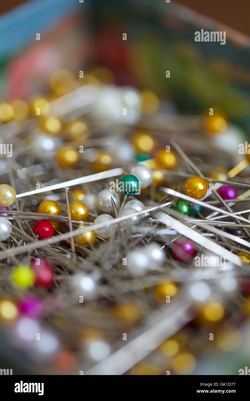 push pin in abundance. design, metal, thumb tack, pointed. Stock Photo