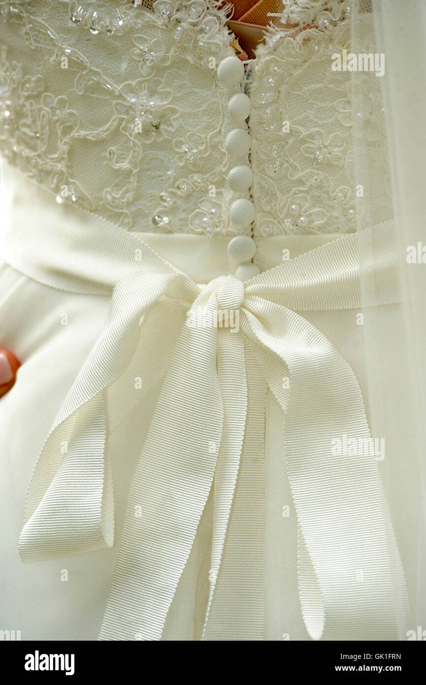 Back of a bride's wedding dress Stock Photo
