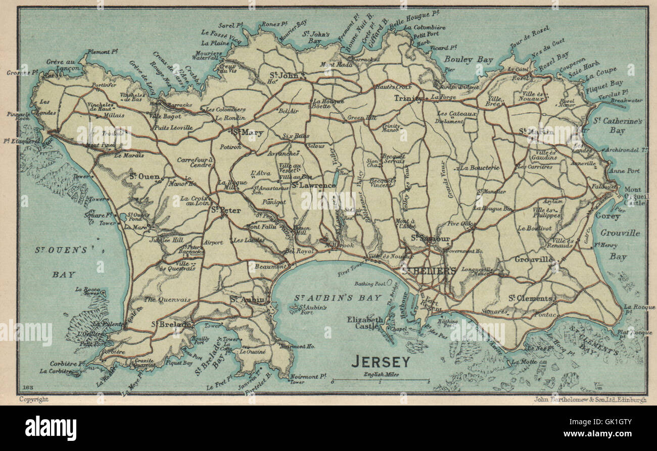 JERSEY. Vintage map plan. Channel Islands. St Helier, 1939 Stock Photo -  Alamy