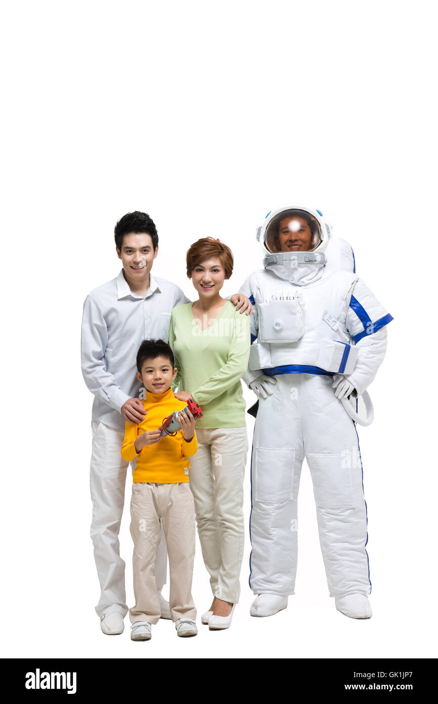 Studio shot astronaut family Stock Photo