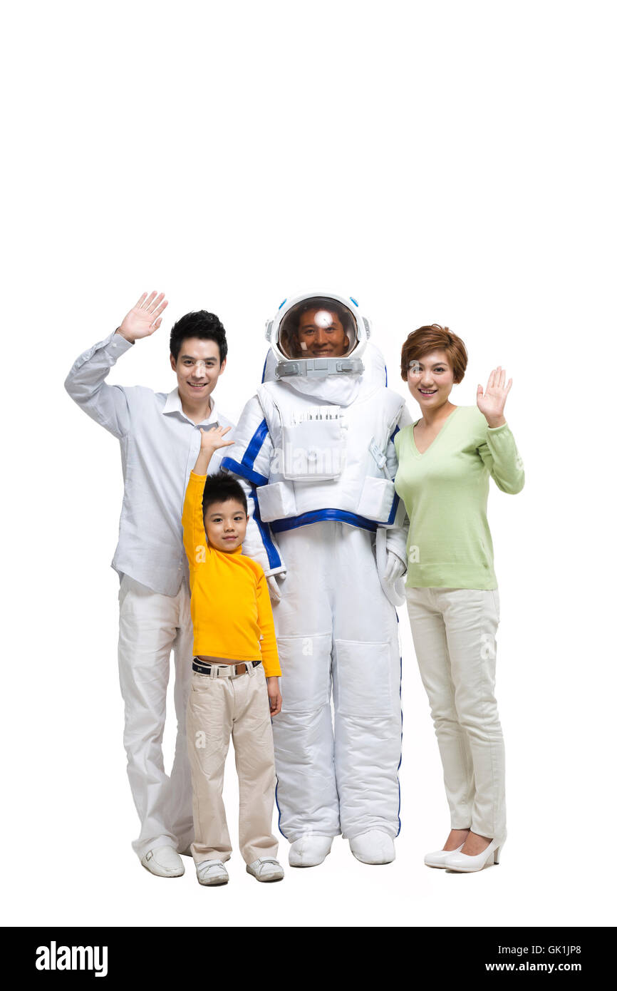 Studio shot astronaut family Stock Photo
