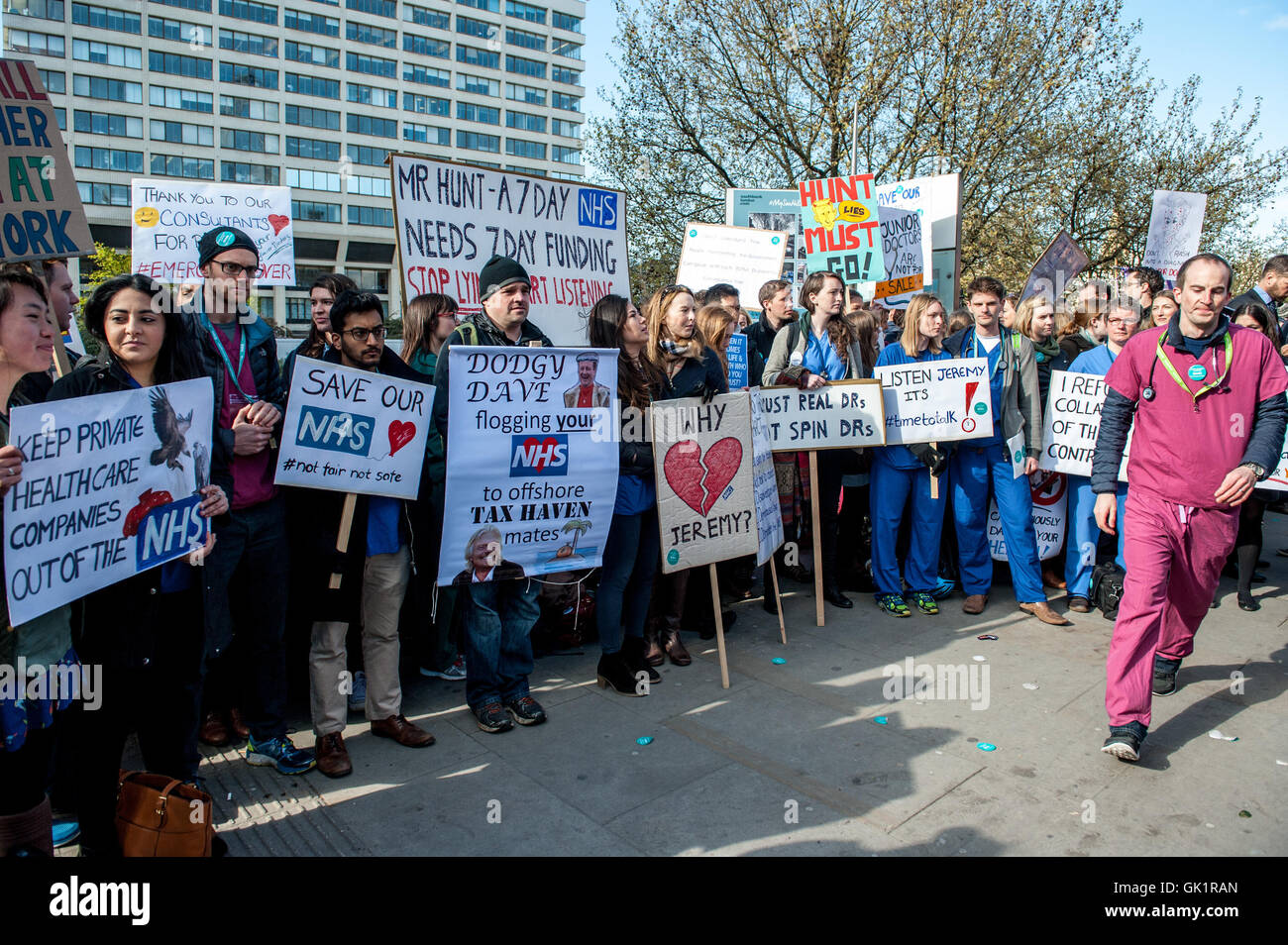 Junior Doctor's on the picket line at St Thomas' Hospital during the