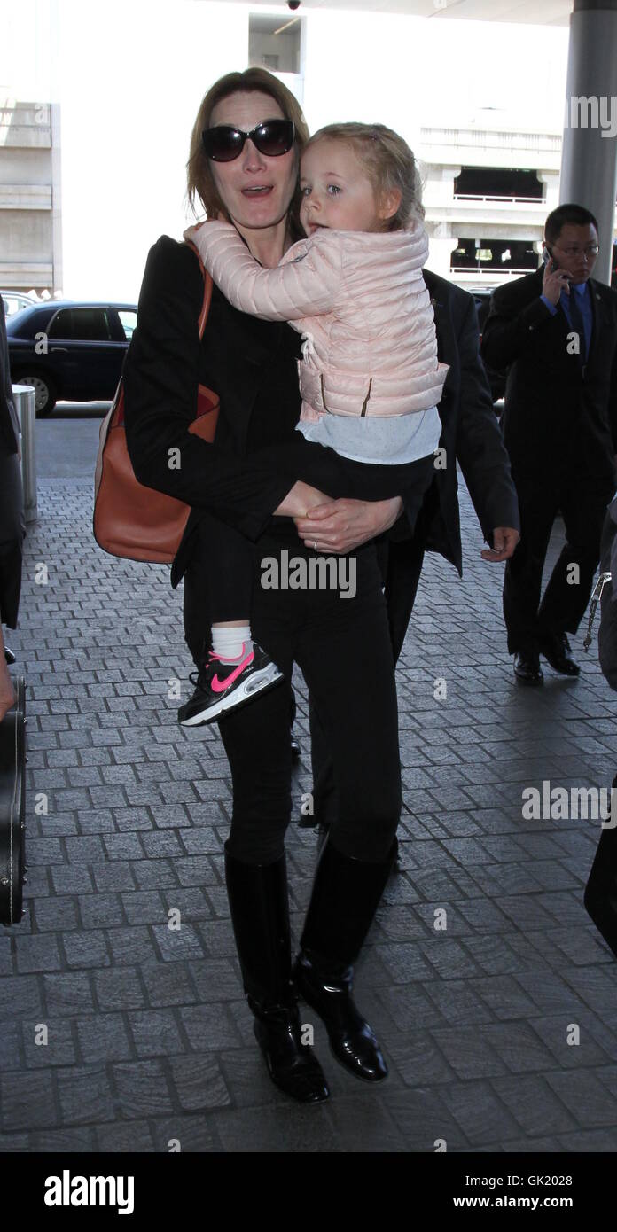 Carla Bruni and her daughter at Los Angeles International Airport (LAX)  Featuring: Carla Bruni Where: Los Angeles, California, United States When: 27 Apr 2016 Stock Photo