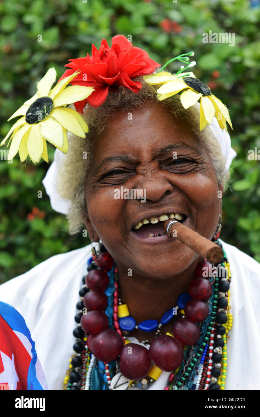 Portrait of an elderly Cuban woman. Stock Photo