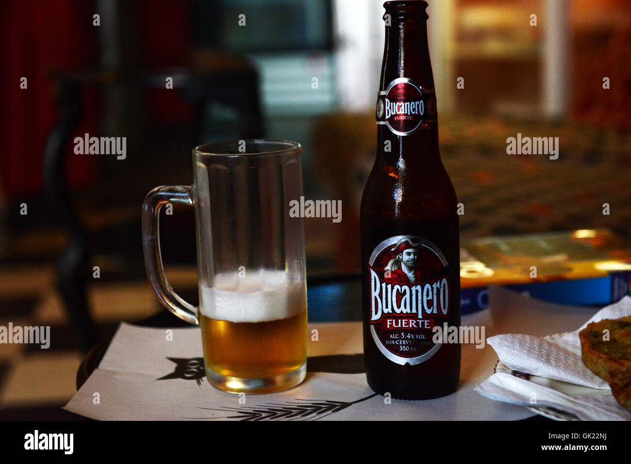 Bucanero beer in Cuba. Stock Photo
