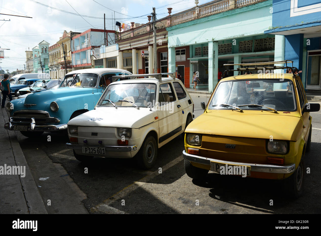 Polski Fiat cars in Cuba. Stock Photo