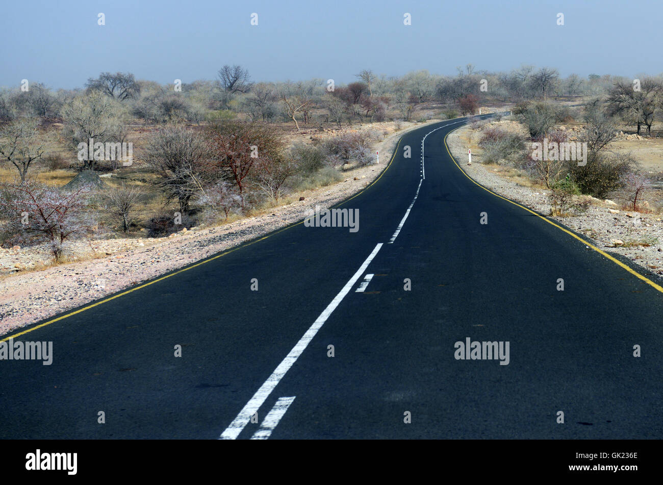 A good asphalt road connecting northern Ethiopia with Sudan and Eritrea. Stock Photo