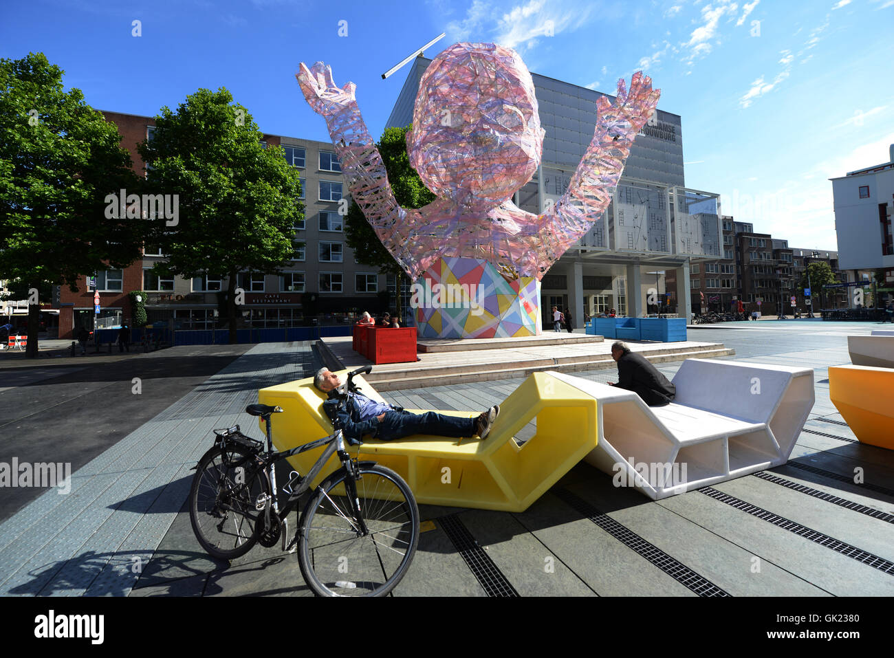 The colorful Schouwburgplein ( Theater square ) in Rotterdam. Stock Photo