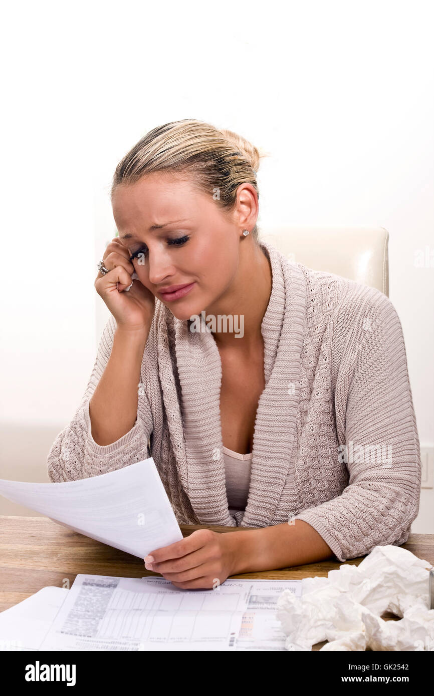 woman grief owe Stock Photo