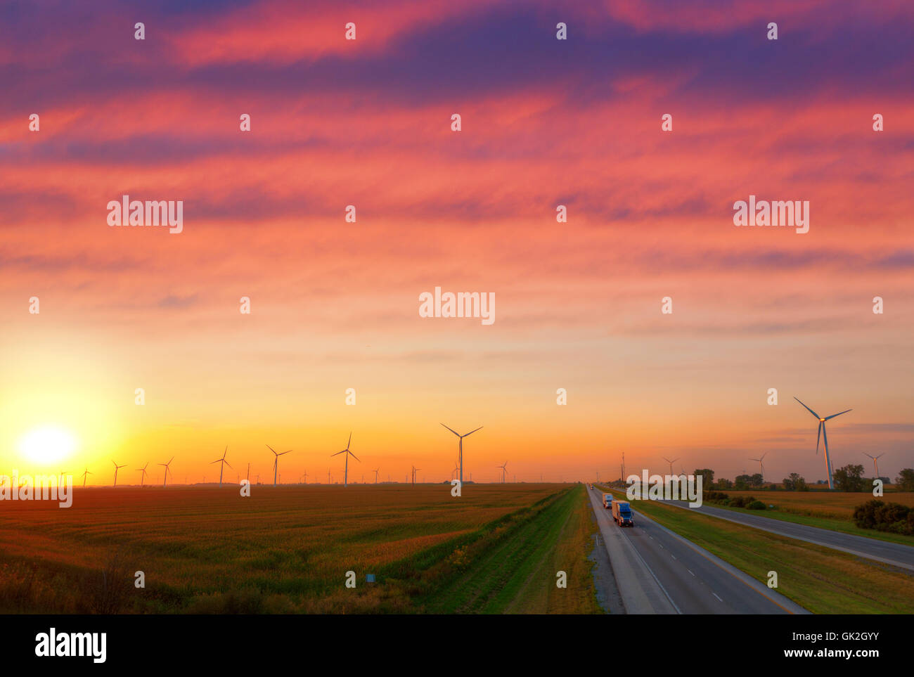 industry sunset field Stock Photo Alamy