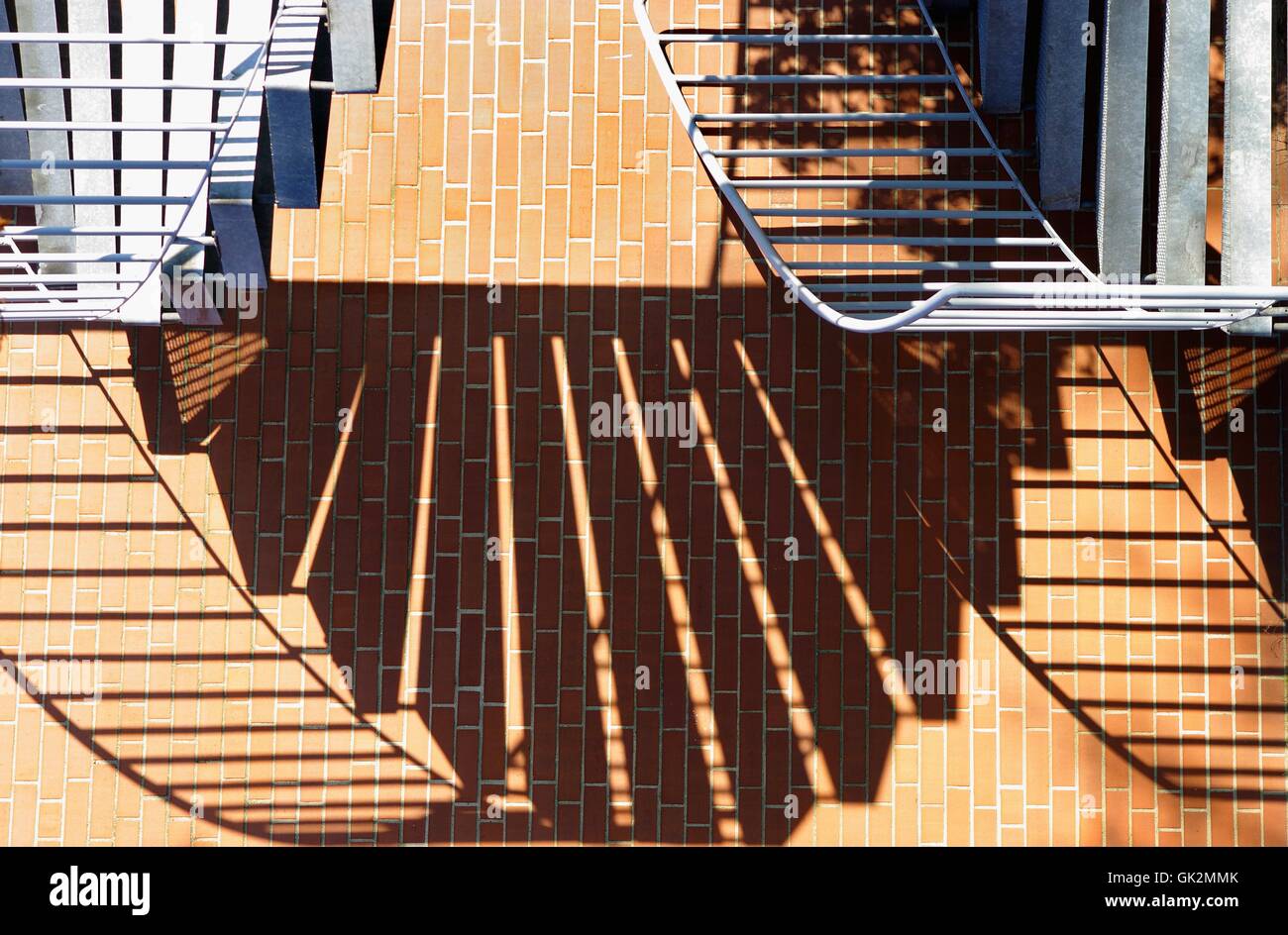 spiral staircase at the house with shadow Stock Photo
