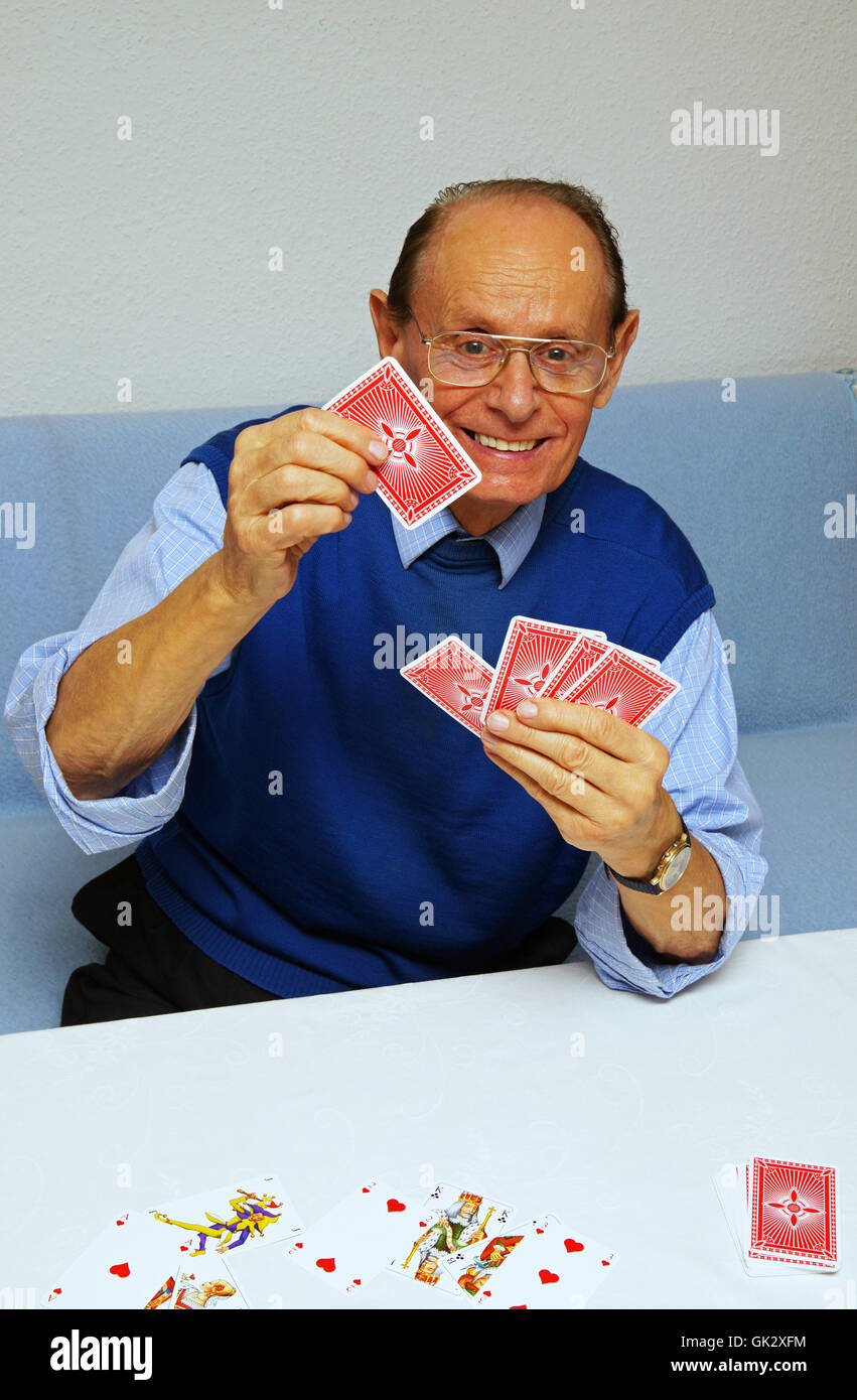 senior playing cards Stock Photo Alamy
