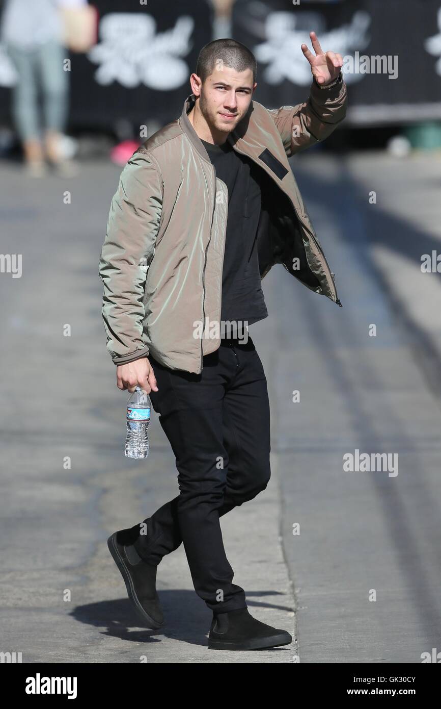 Nick Jonas seen arriving at the ABC studios for Jimmy Kimmel Live