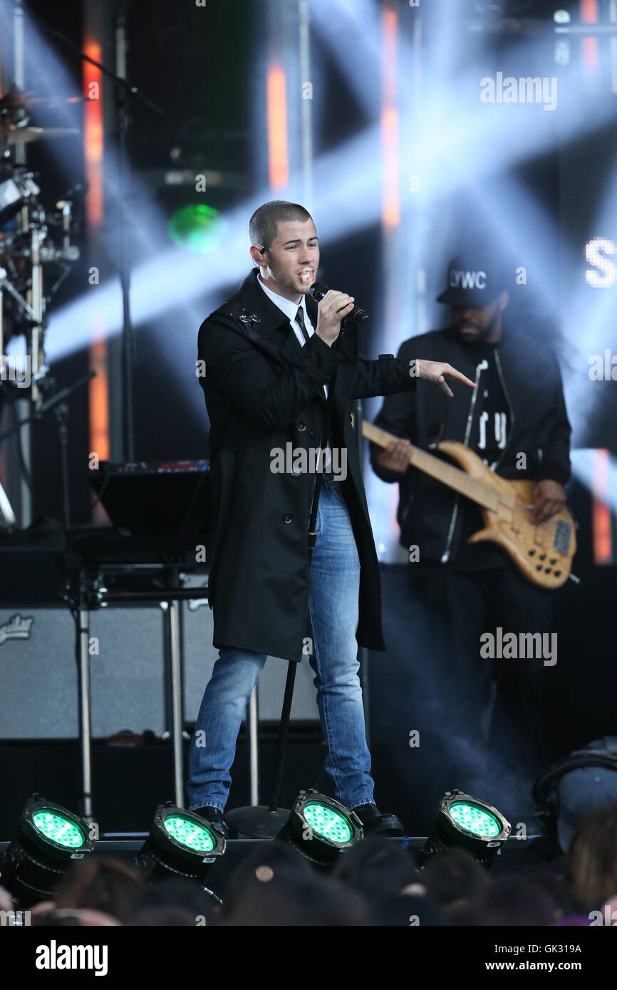 Nick Jonas and Tove Lo seen performing on Jimmy Kimmel Live Featuring