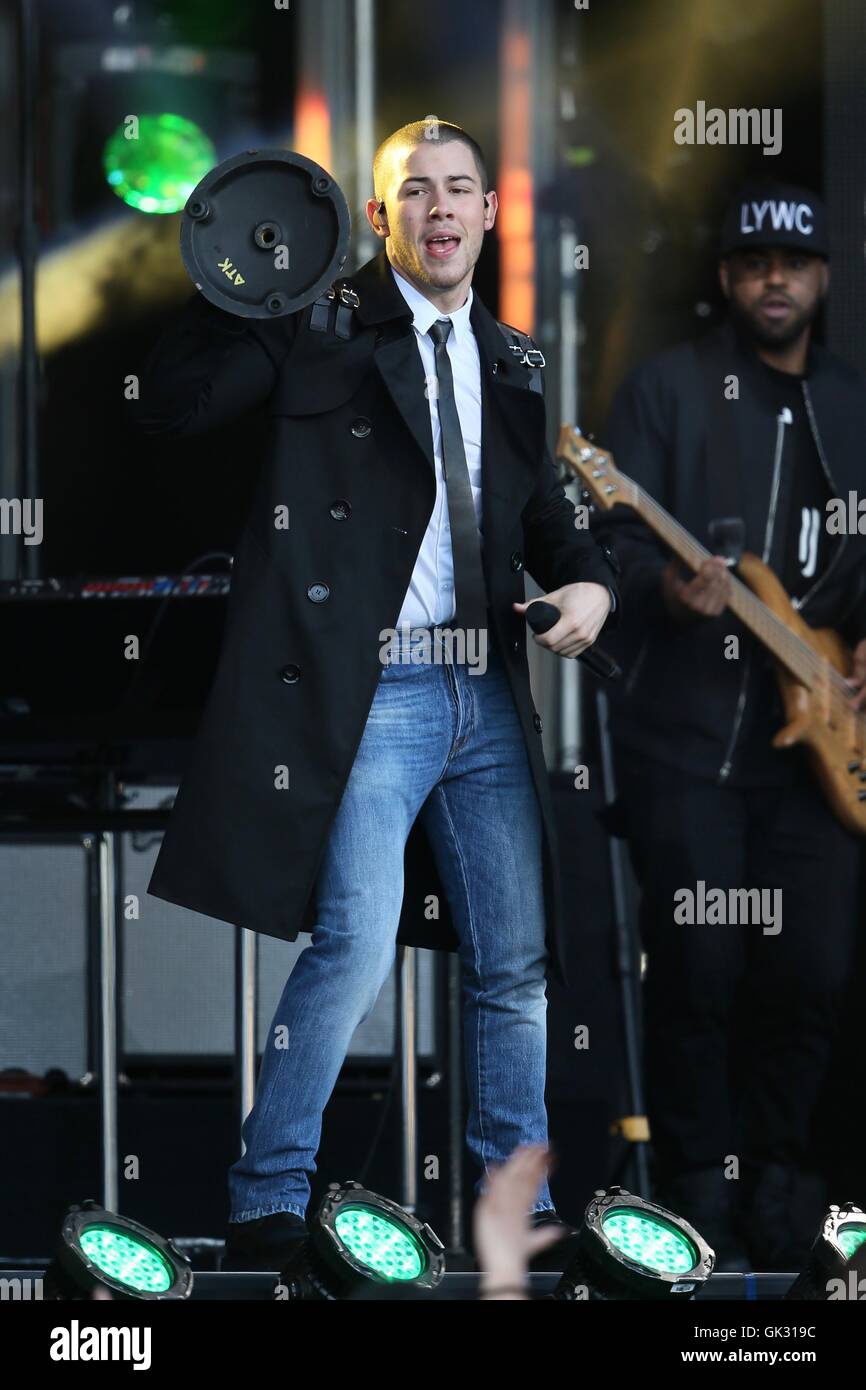 Nick Jonas and Tove Lo seen performing on Jimmy Kimmel Live Featuring